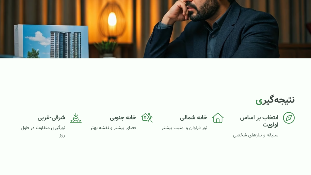 نتیجه گیری انتحاب خانه شمالی جنوبی
