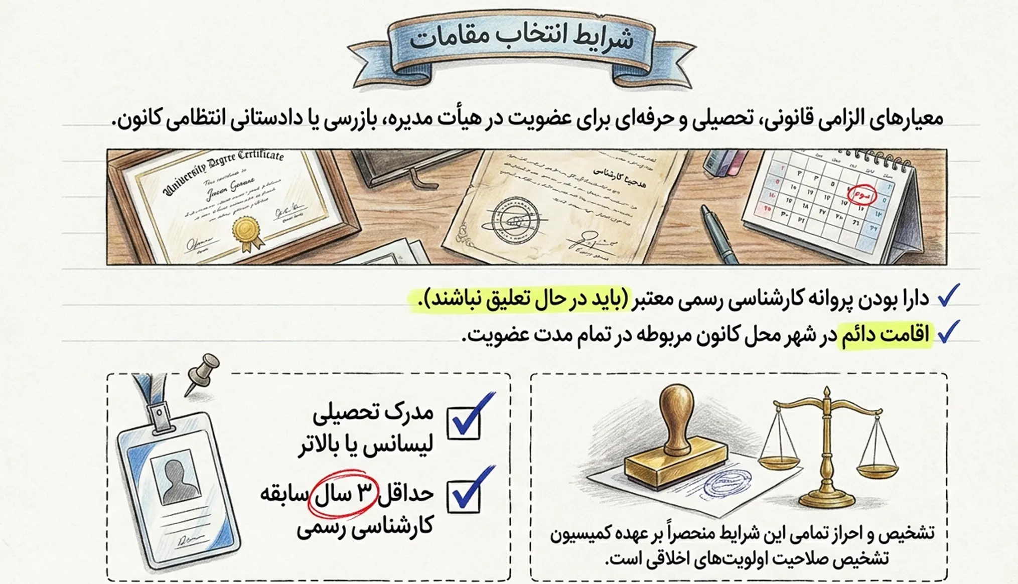 شرایط اختصاصی داوطلبی انتخابات هیات رییسه کانون کارشناسان دادگستری
