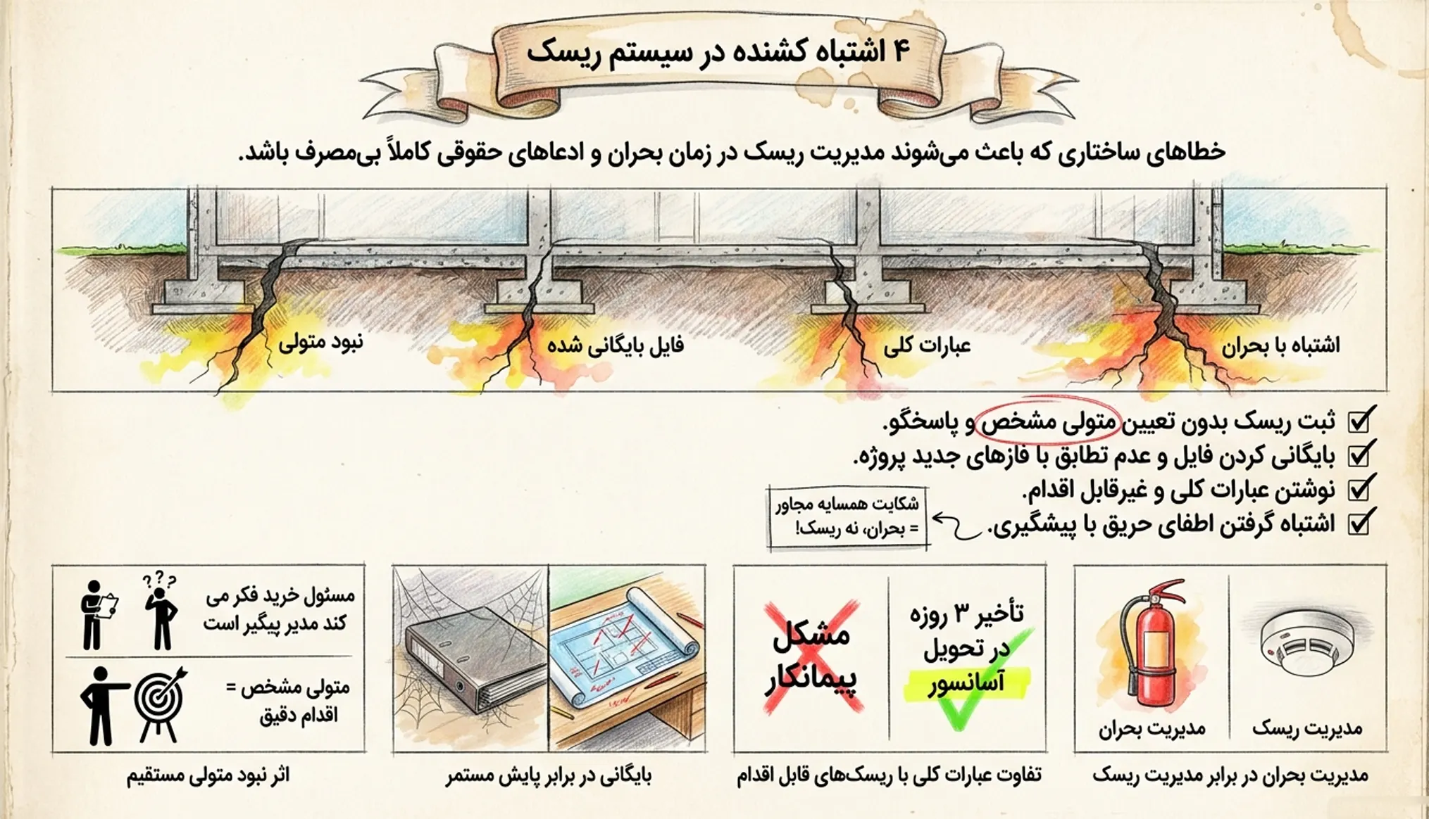 چهار اشتباه مرگبار در مدیریت ریسک پروژه ساختمانی