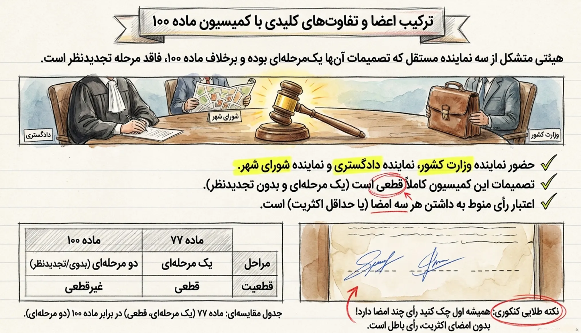 ترکیب اعضا کمیسیون ماده ۷۷ و تفاوت با کمیسیون ماده ۱۰۰